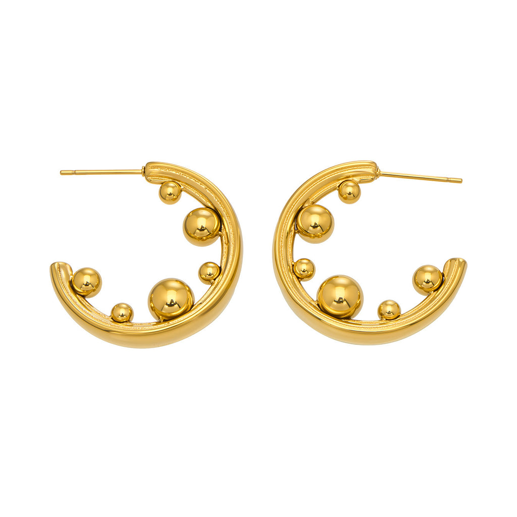 Stainless Steel C Shape Hoop Earrings High Polished Finish Hypoallergenic Fashion Jewelry Wholesale for Women Gift
