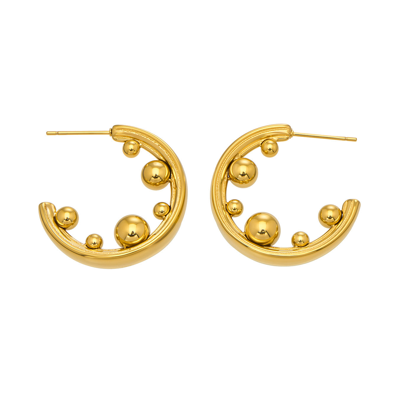 Stainless Steel C Shape Hoop Earrings High Polished Finish Hypoallergenic Fashion Jewelry Wholesale for Women Gift