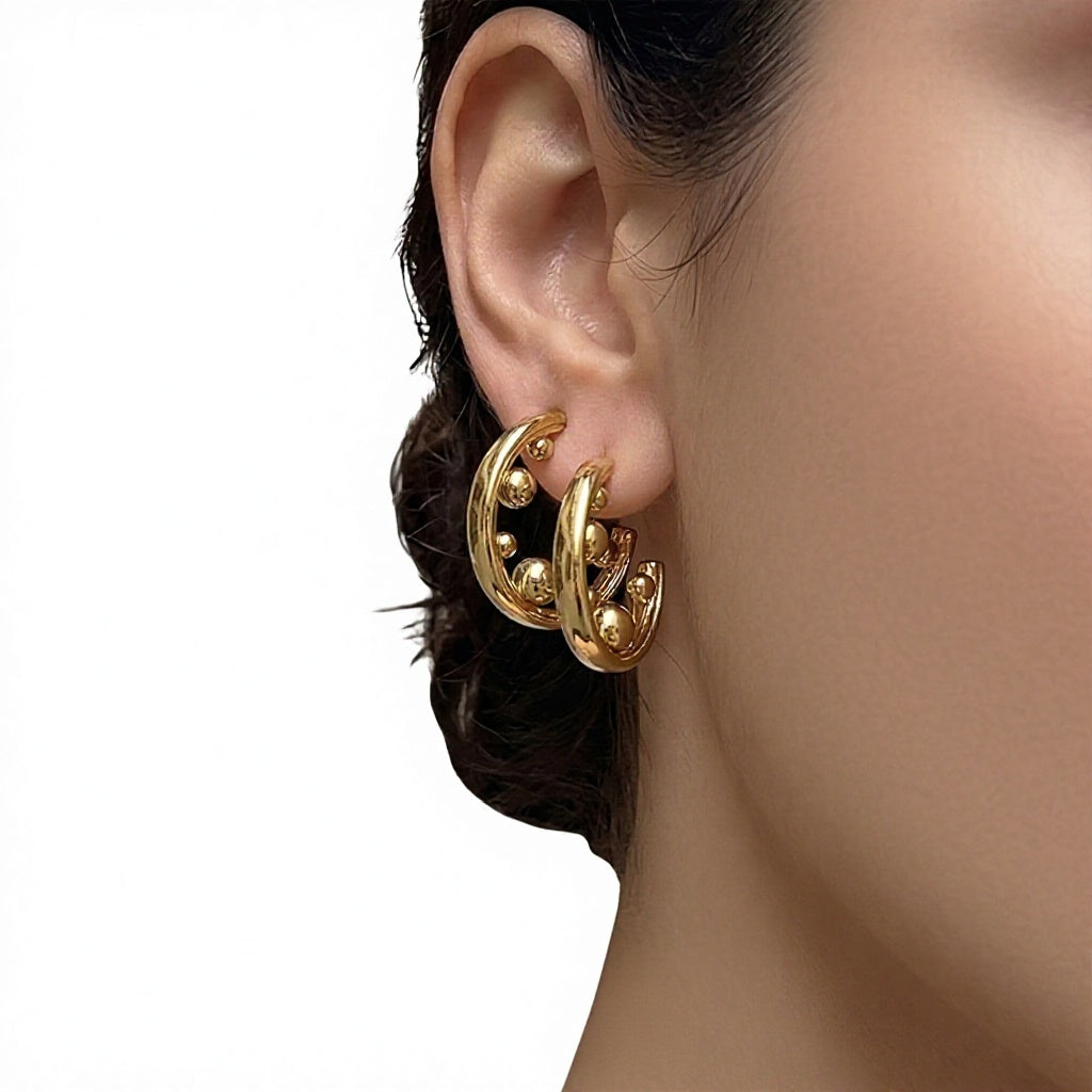 Stainless Steel C Shape Hoop Earrings High Polished Finish Hypoallergenic Fashion Jewelry Wholesale for Women Gift