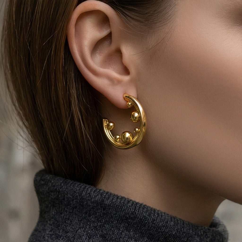 Stainless Steel C Shape Hoop Earrings High Polished Finish Hypoallergenic Fashion Jewelry Wholesale for Women Gift