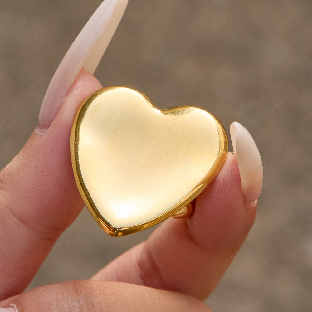 New Design Luxury Fashion Stainless Steel Rings for Women Vintage Waterdrop Square Heart Geometric Open Ring for Middle Finger