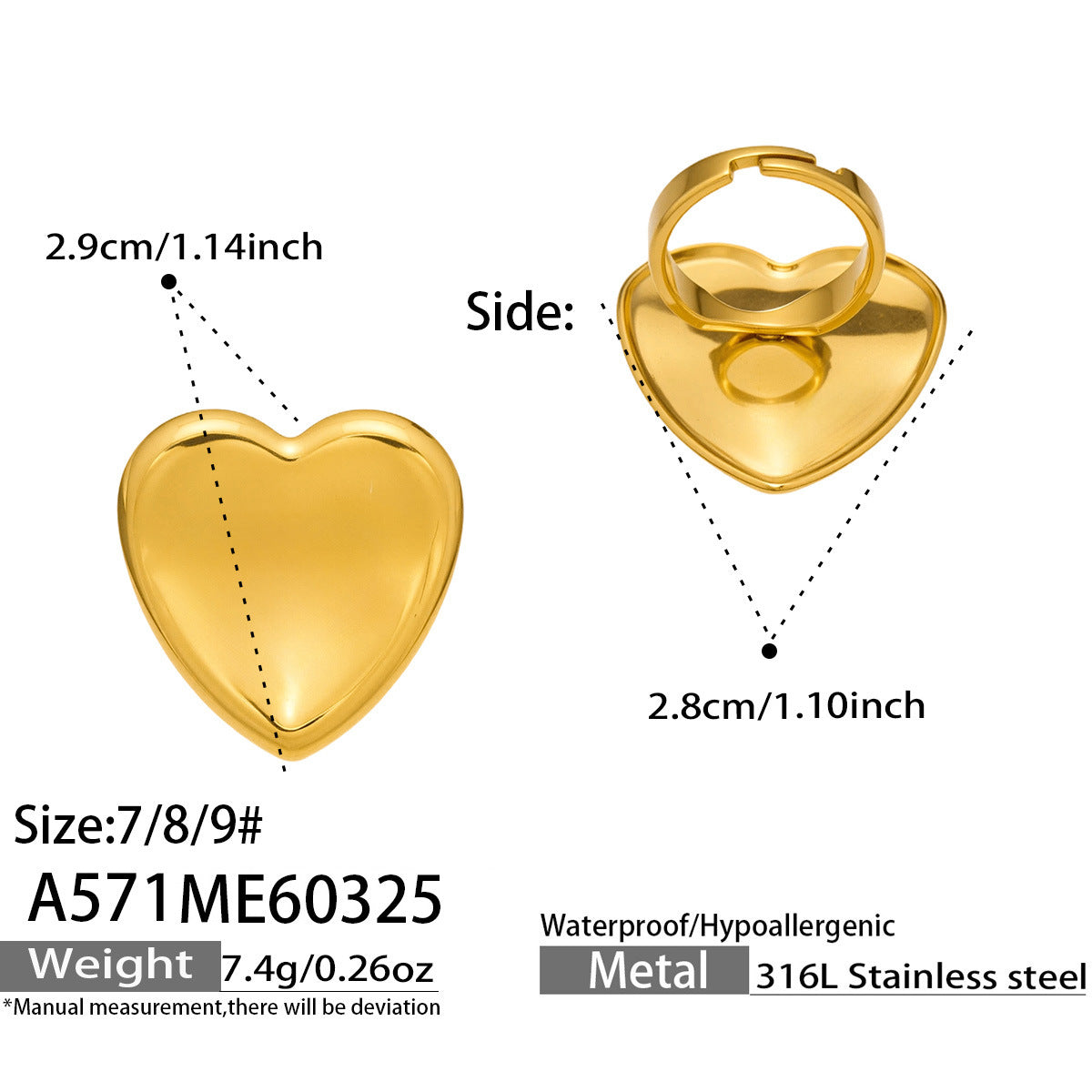 New Design Luxury Fashion Stainless Steel Rings for Women Vintage Waterdrop Square Heart Geometric Open Ring for Middle Finger