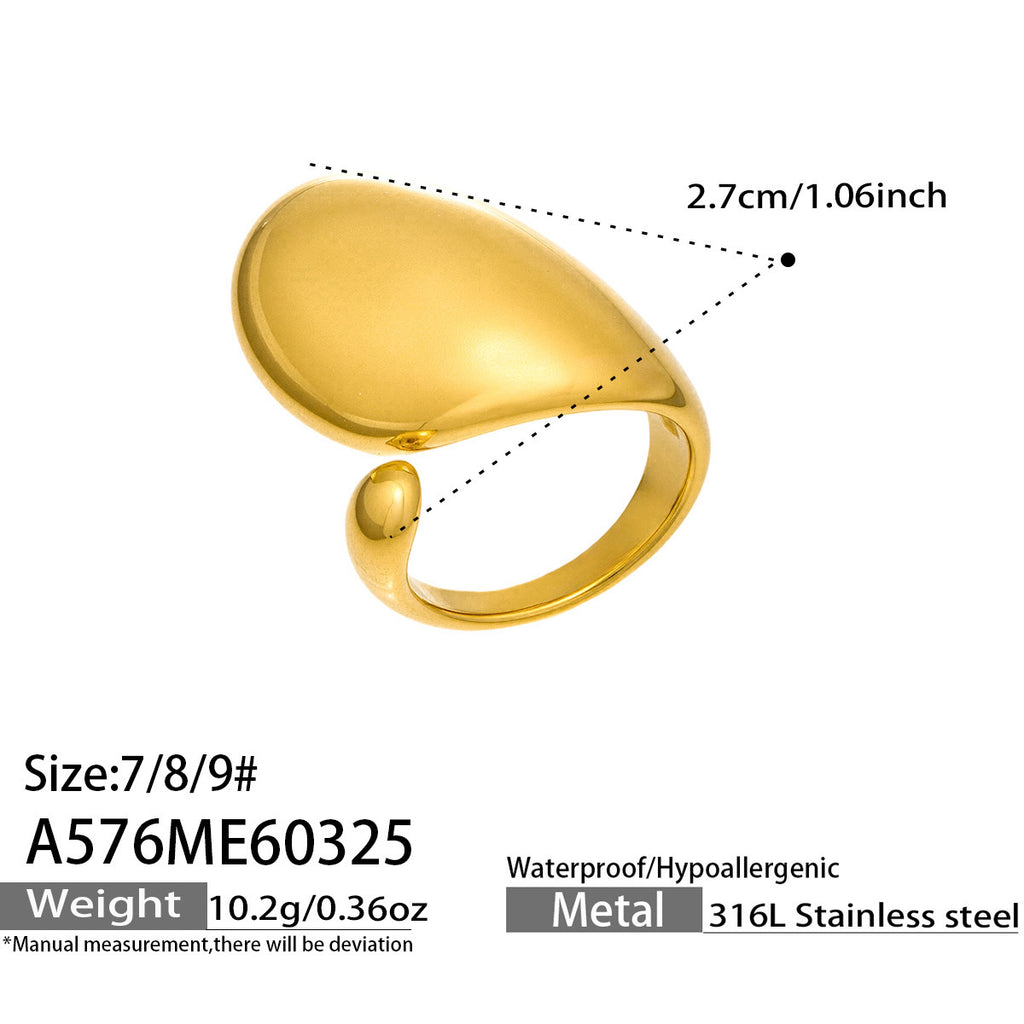 New Design Luxury Fashion Stainless Steel Rings for Women Vintage Waterdrop Square Heart Geometric Open Ring for Middle Finger