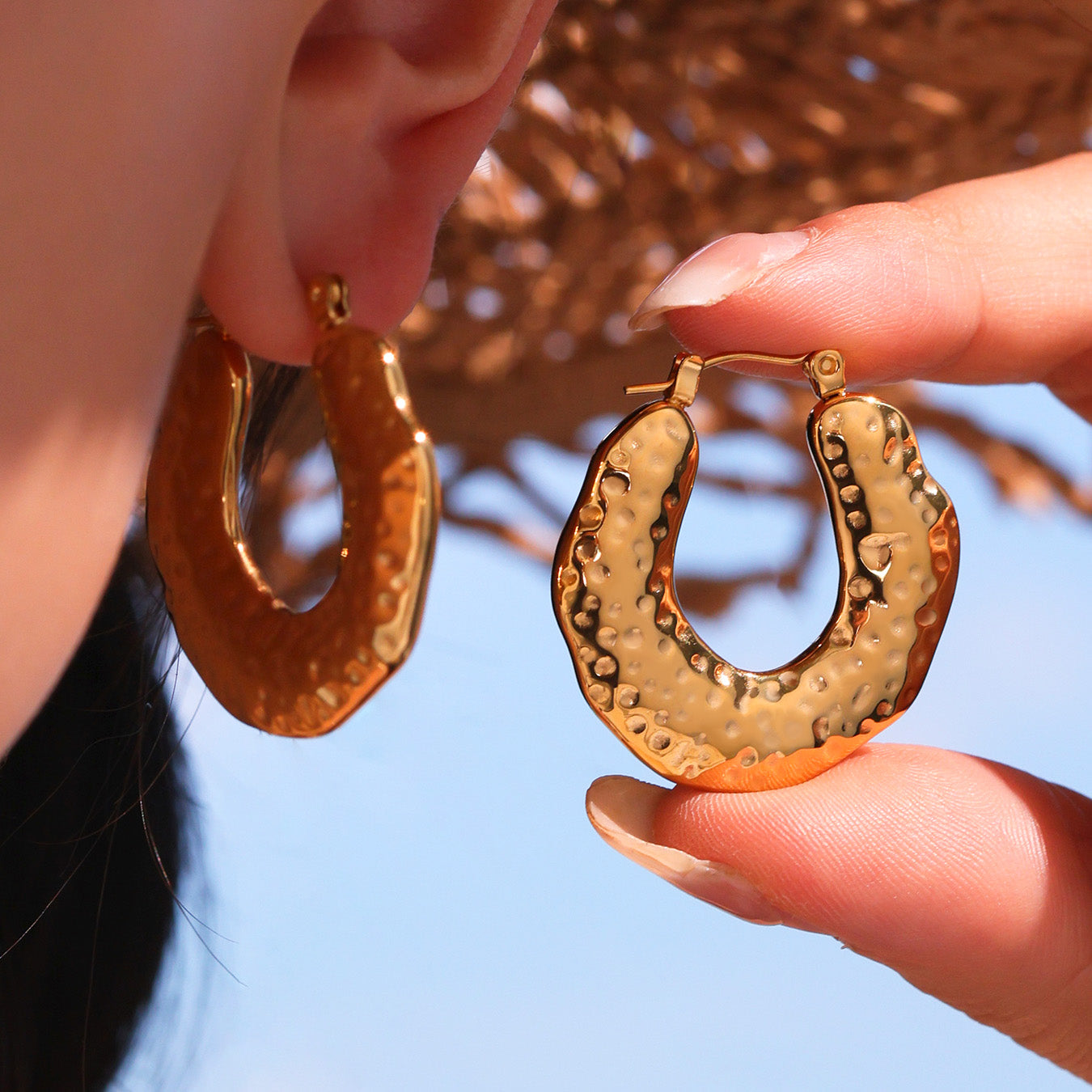 Fashion Geometric Pattern  Earrings Made of Stainless Steel Plated with 18K Real Gold Do Not Fade