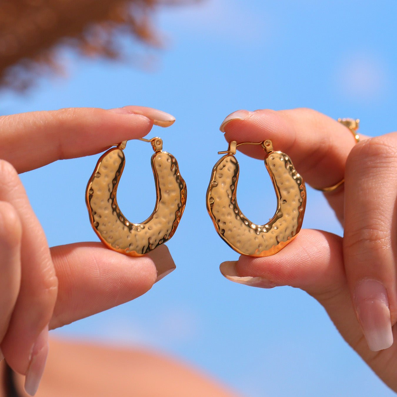Fashion Geometric Pattern  Earrings Made of Stainless Steel Plated with 18K Real Gold Do Not Fade