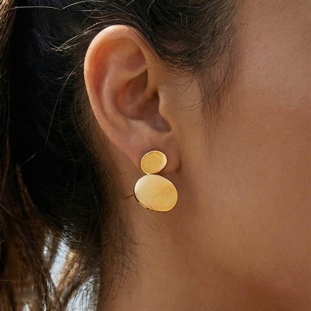 2026 Fashion Jewelry Stainless Steel 18K Gold  Earrings  Minimalist Double Circles Hypoallergenic Studs for Party Daily Wear
