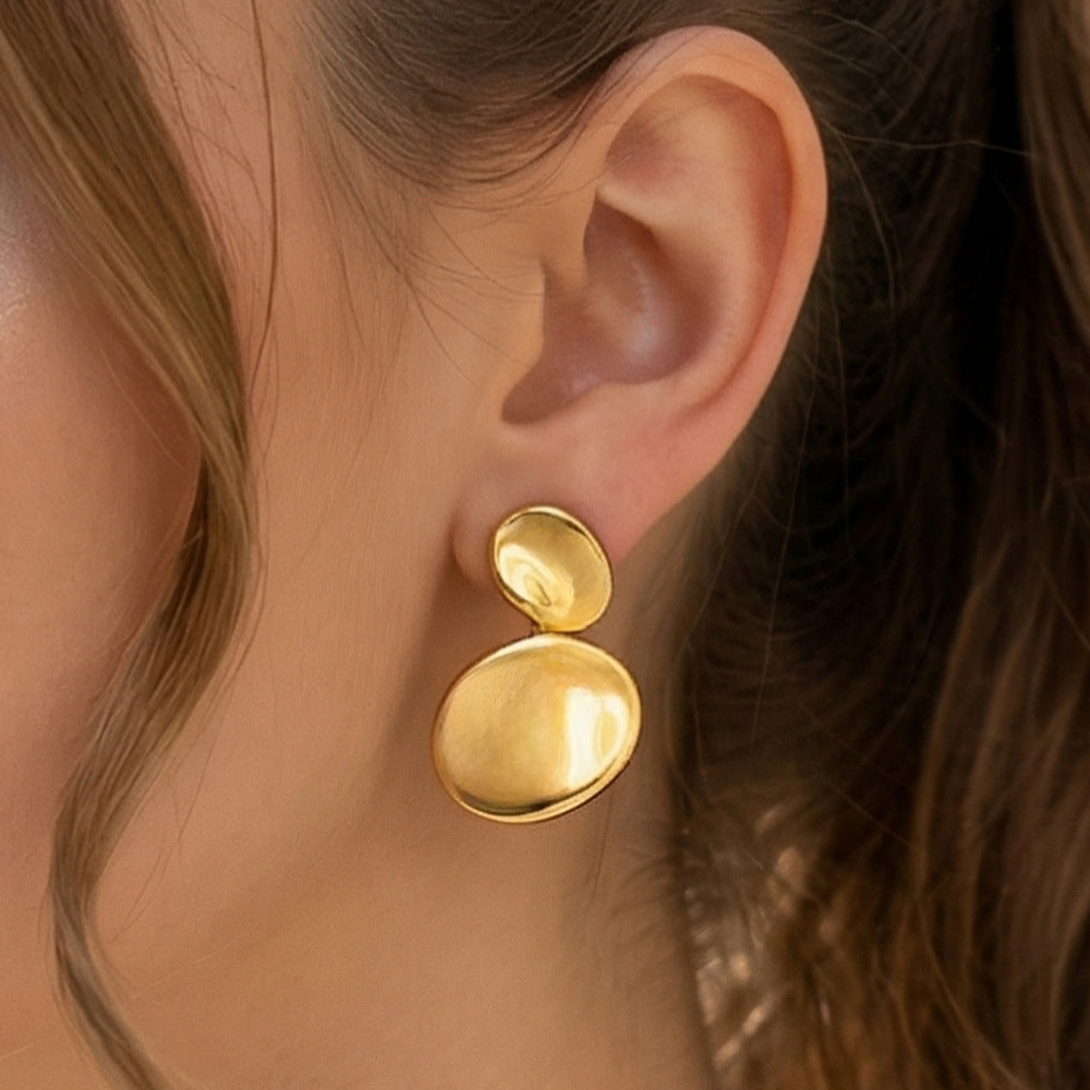2026 Fashion Jewelry Stainless Steel 18K Gold  Earrings  Minimalist Double Circles Hypoallergenic Studs for Party Daily Wear