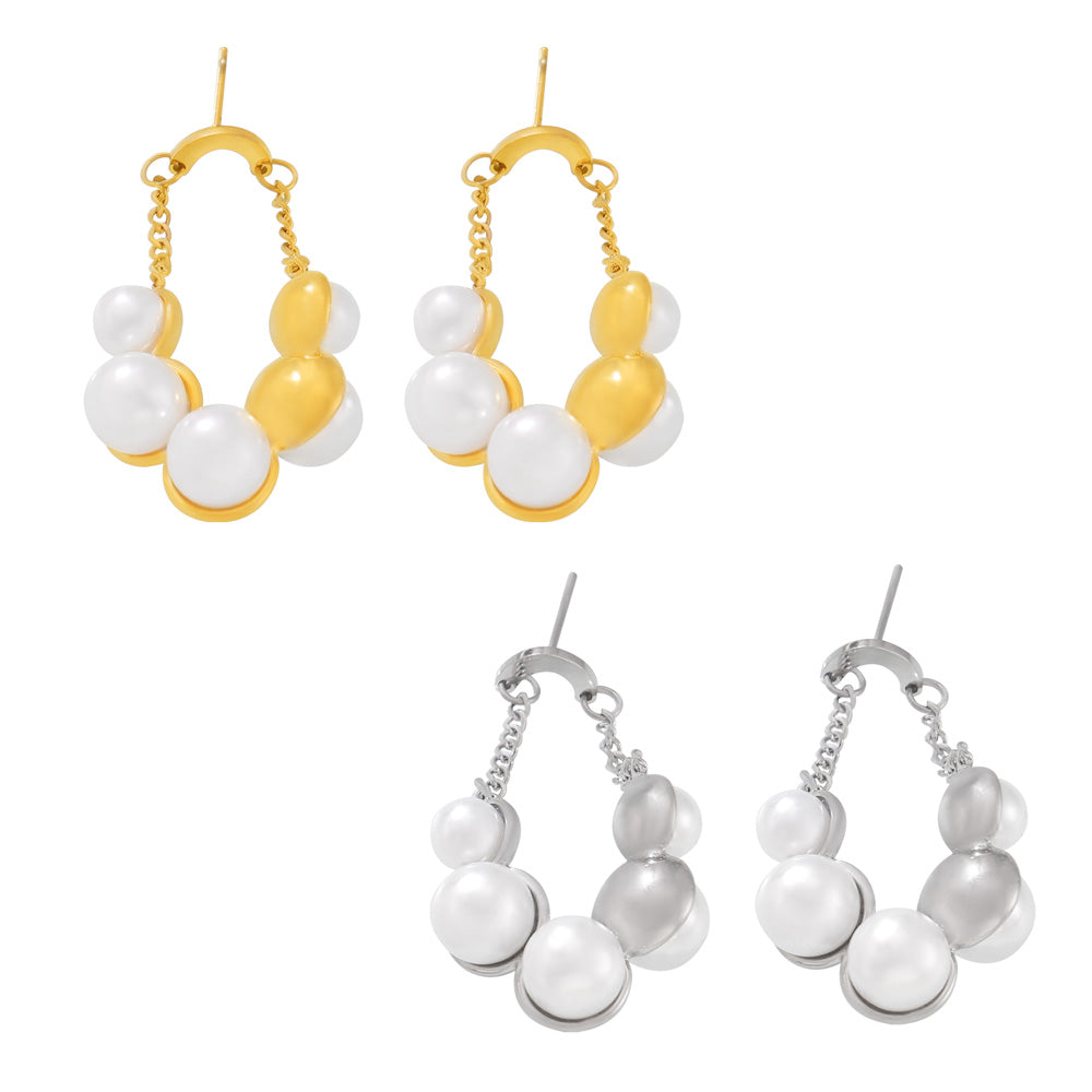 Fashion  Temperament Design Stainless Steel Plated 18k Gold Simple All-matching Earrings Spot Female