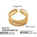Mili Stainless Steel Three-layer Line Hollowed Index Finger Ring Inlaid Zircon Simple All-match Unisex Plated 18K Gold