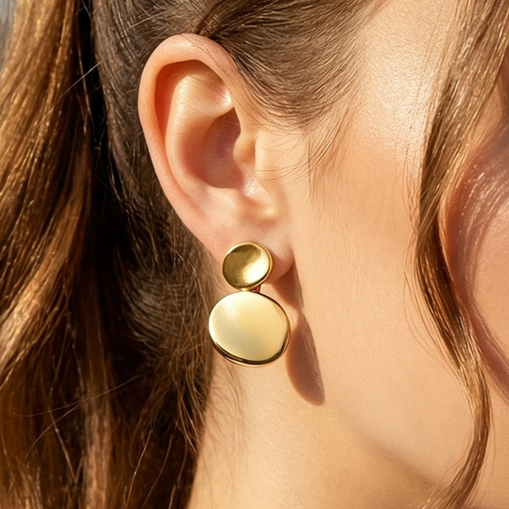 2026 Fashion Jewelry Stainless Steel 18K Gold  Earrings  Minimalist Double Circles Hypoallergenic Studs for Party Daily Wear