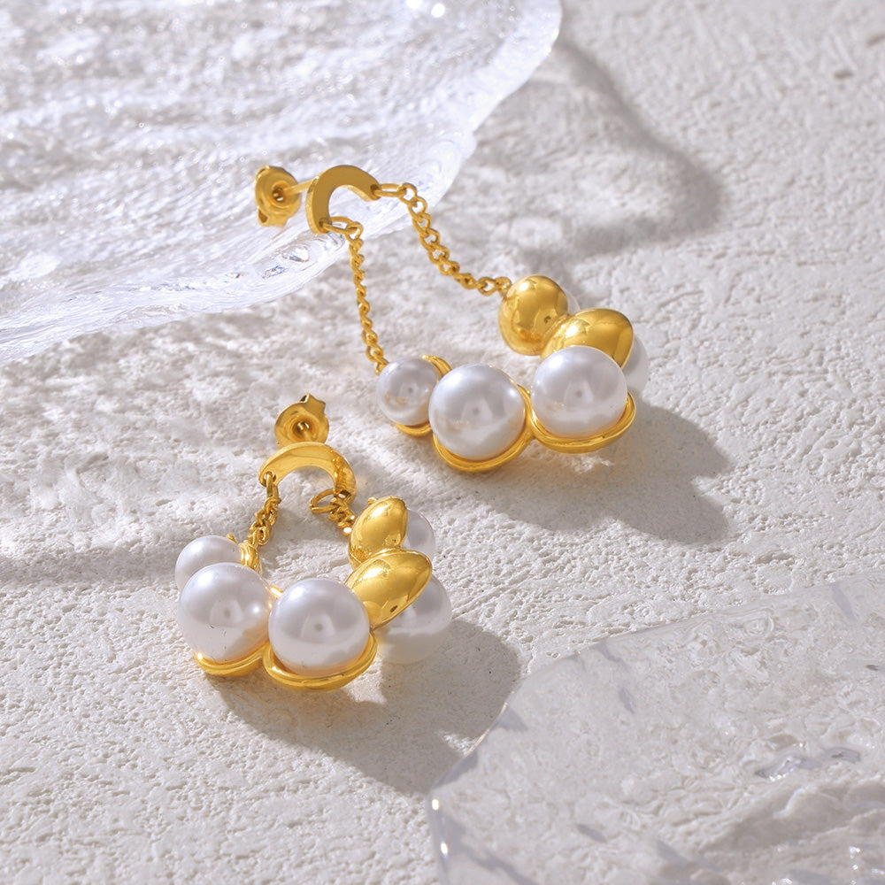 Fashion  Temperament Design Stainless Steel Plated 18k Gold Simple All-matching Earrings Spot Female