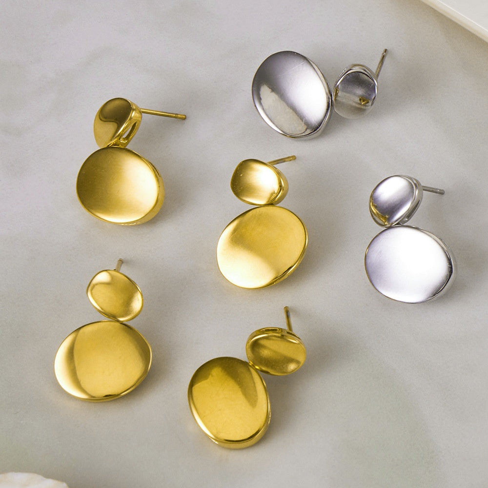 2026 Fashion Jewelry Stainless Steel 18K Gold  Earrings  Minimalist Double Circles Hypoallergenic Studs for Party Daily Wear