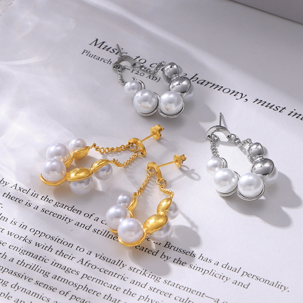 Fashion  Temperament Design Stainless Steel Plated 18k Gold Simple All-matching Earrings Spot Female