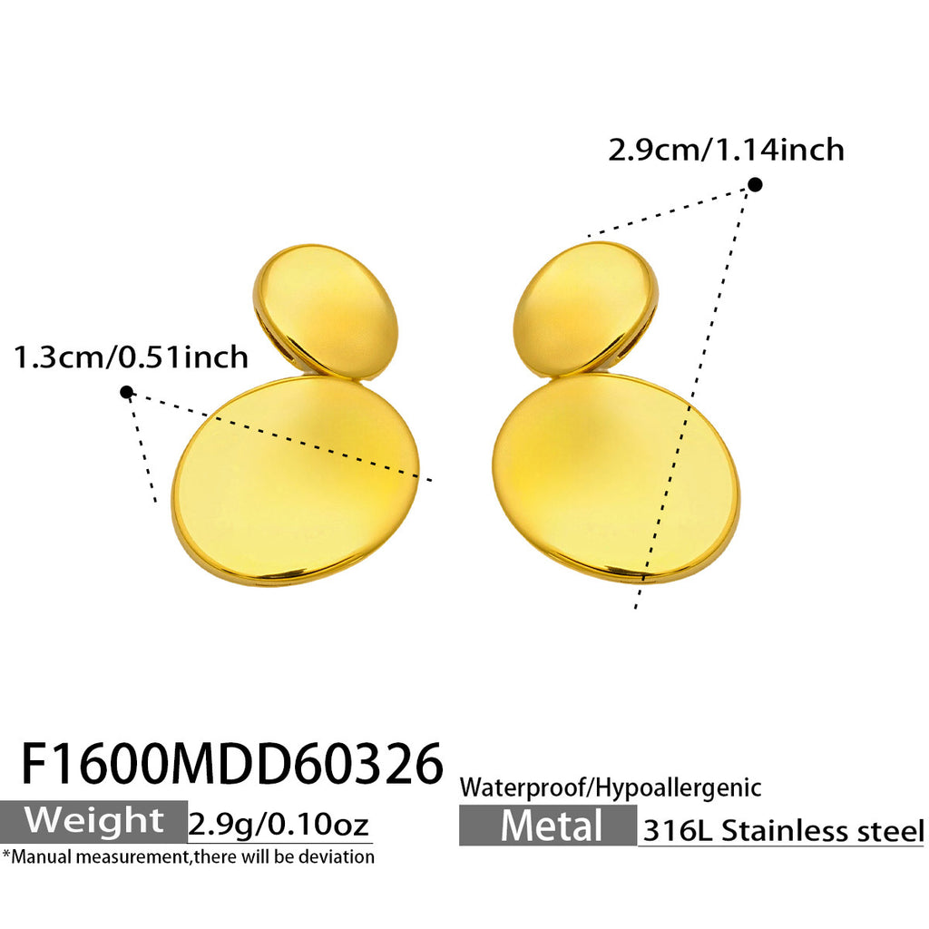 2026 Fashion Jewelry Stainless Steel 18K Gold  Earrings  Minimalist Double Circles Hypoallergenic Studs for Party Daily Wear