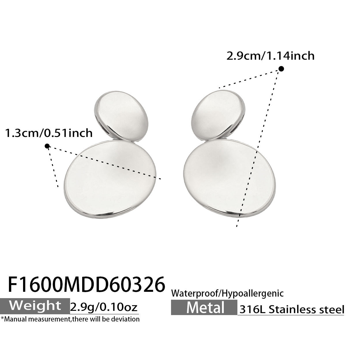 2026 Fashion Jewelry Stainless Steel 18K Gold  Earrings  Minimalist Double Circles Hypoallergenic Studs for Party Daily Wear