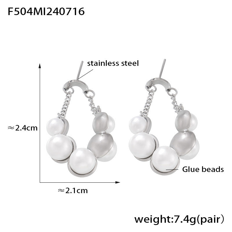 Fashion  Temperament Design Stainless Steel Plated 18k Gold Simple All-matching Earrings Spot Female