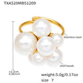 Fashion Adjustable Ring Bangle with Large Resin Beads 18K Gold Plated Stainless Steel High Gloss Jewelry Wedding Party Gift