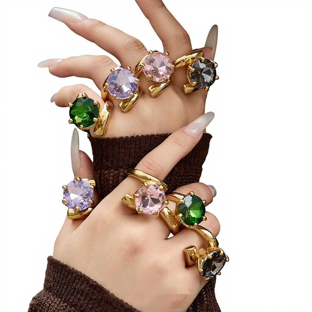 Factory  Stainless Steel Rose Gold Geometric Rings  Minimalist Stackable Jewelry for Women OEM ODM
