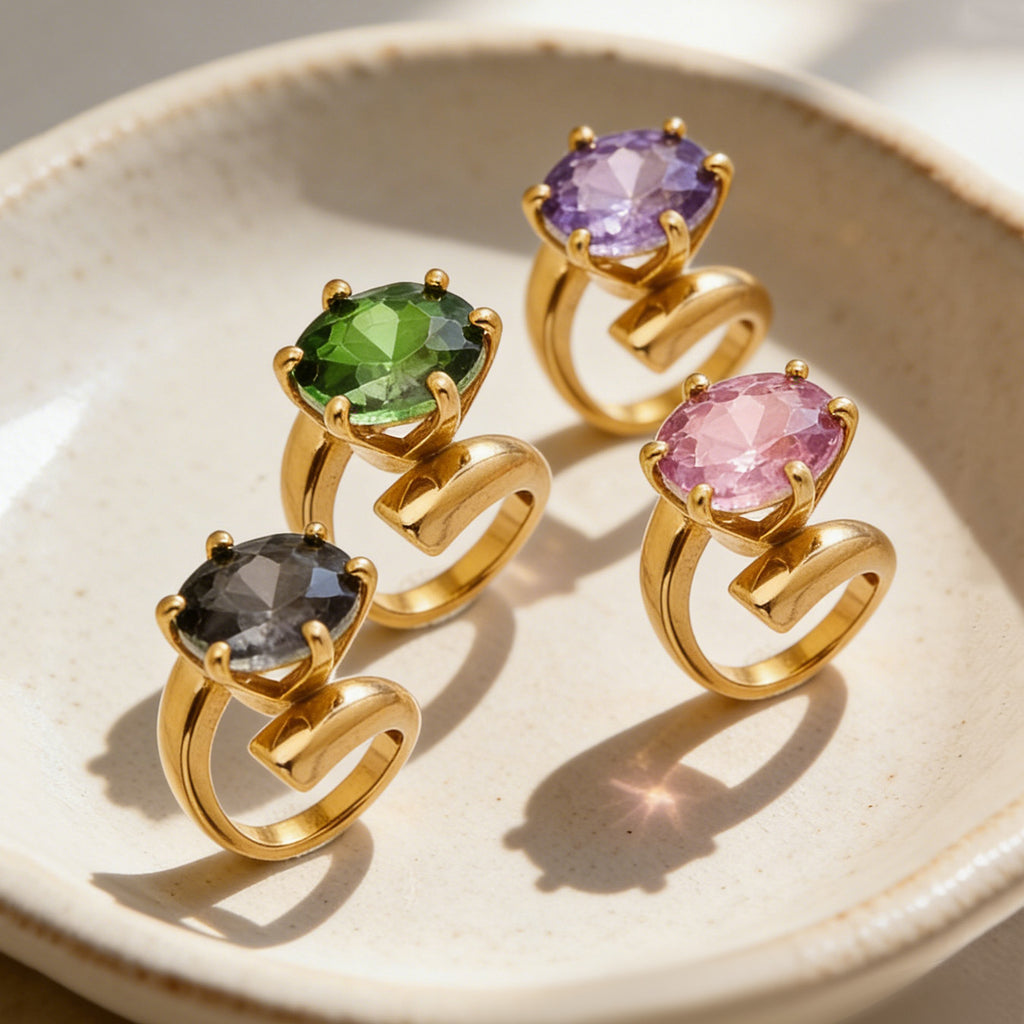 Factory  Stainless Steel Rose Gold Geometric Rings  Minimalist Stackable Jewelry for Women OEM ODM