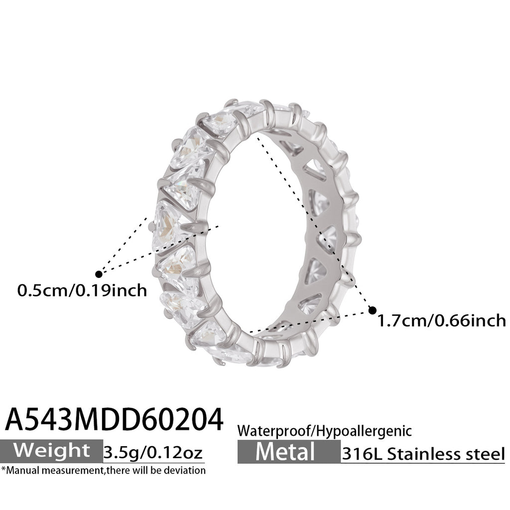 Minimalist Fashion Jewelry Unique Triangle Geometric CZ Ring Hypoallergenic Stainless Steel Band