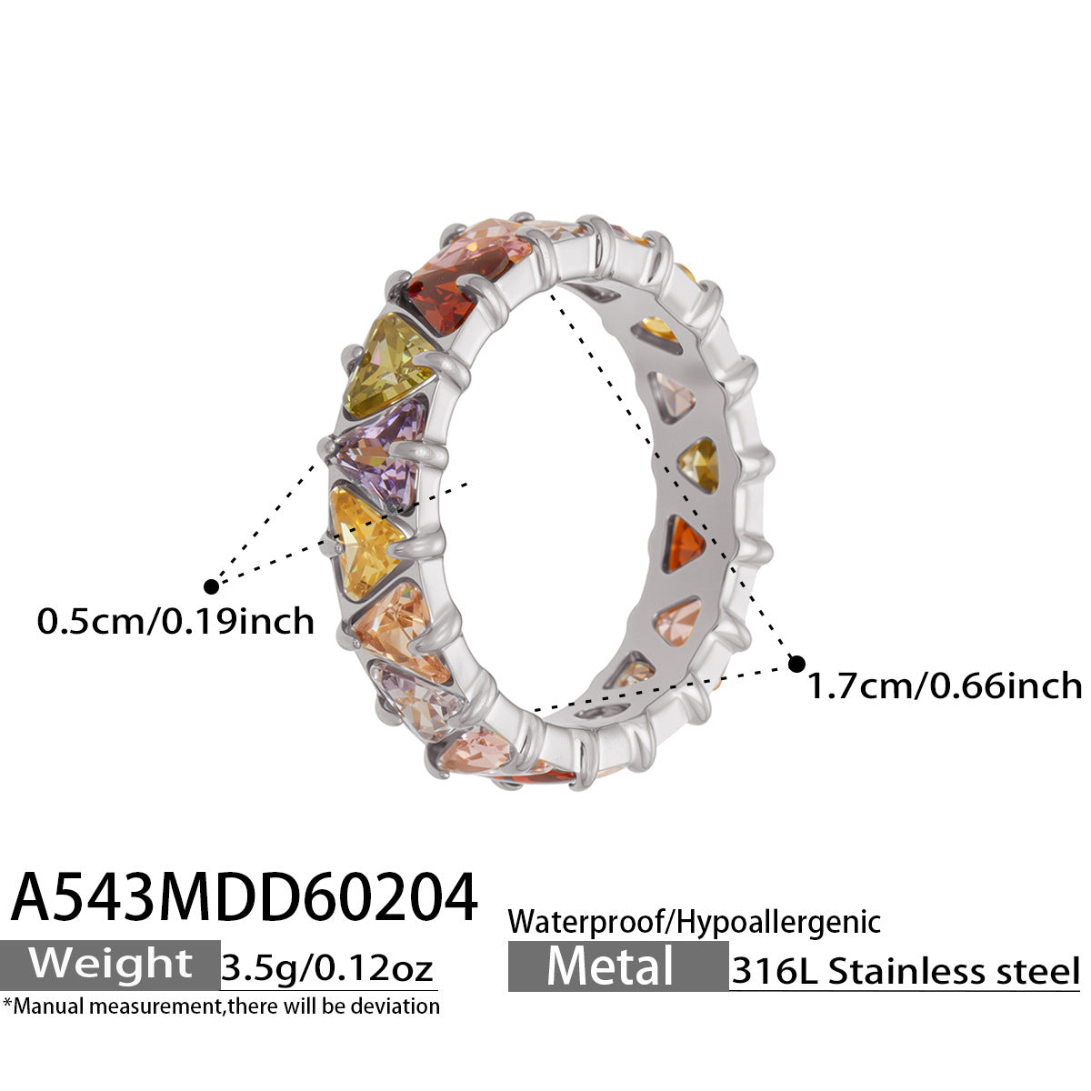 Minimalist Fashion Jewelry Unique Triangle Geometric CZ Ring Hypoallergenic Stainless Steel Band