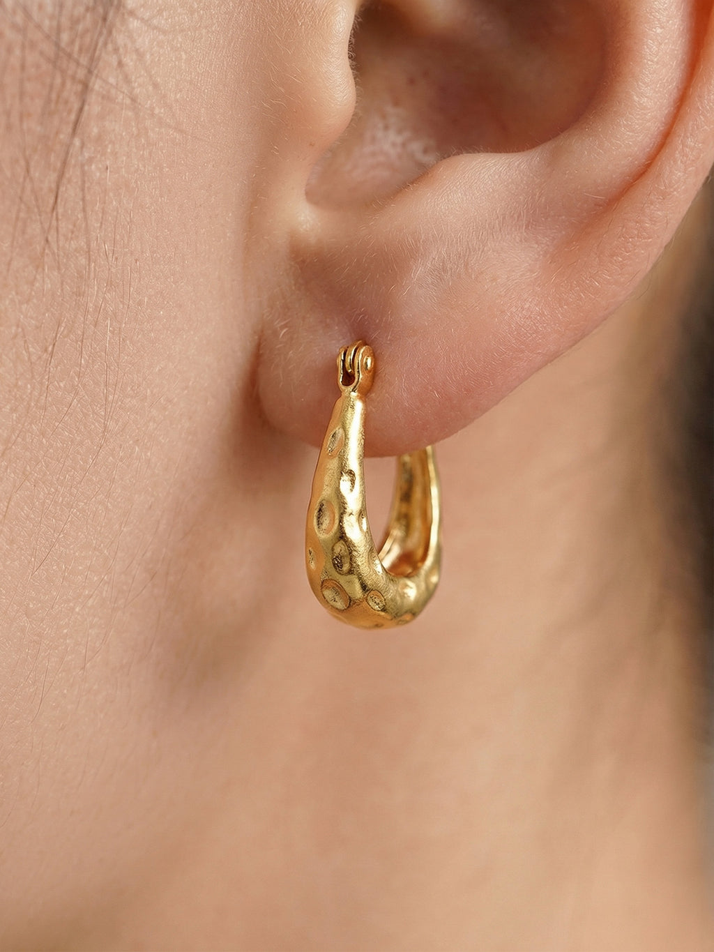 Minimalist Hammered Earrings in Matte Stainless Steel  Everyday Luxury  Trendy Gift