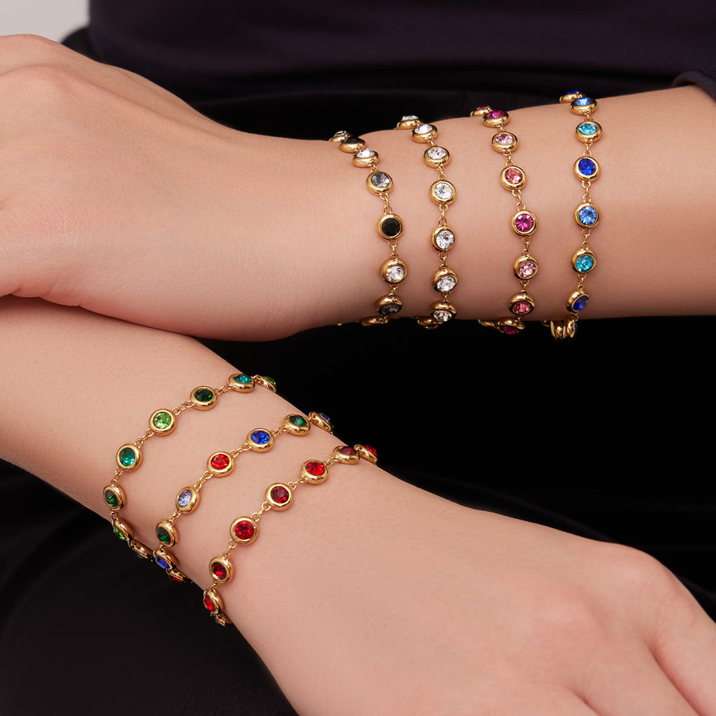 Fashion Luxury Splicing Stainless Steel Unisex Business Gift Bracelet Necklace Exquisite Fashion Elegant Color Tassel Set