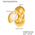 Fashion  Flower Set with Imitation Pearl Ring Earrings Fashion Style Stainless Steel Gold Plated Jewelry Set