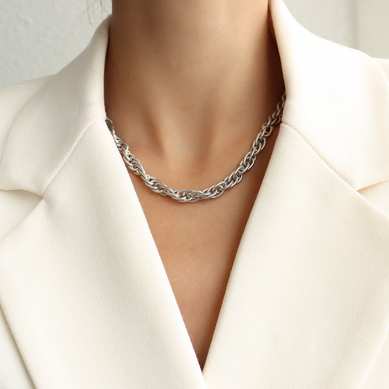 Hip Hop Style Necklace Jewelry Bracelet Set Women's Stainless Steel Necklaces