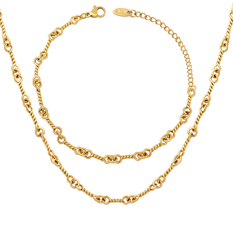 Fashion Sustainable Necklace and Bracelet Eco-friendly Stainless Steel Clasp Jewelry Set