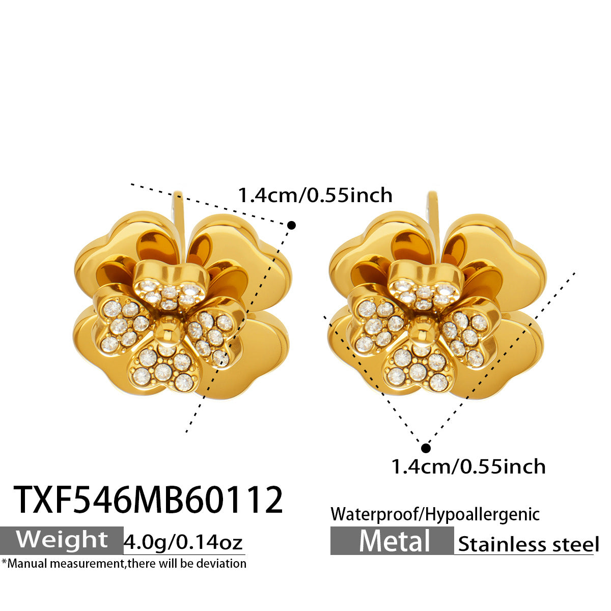 Mystery Stainless Steel Three Dimensional Five Leaf Clover Zircon Pendant Necklace 18k Gold Plated Bamboo Chain European