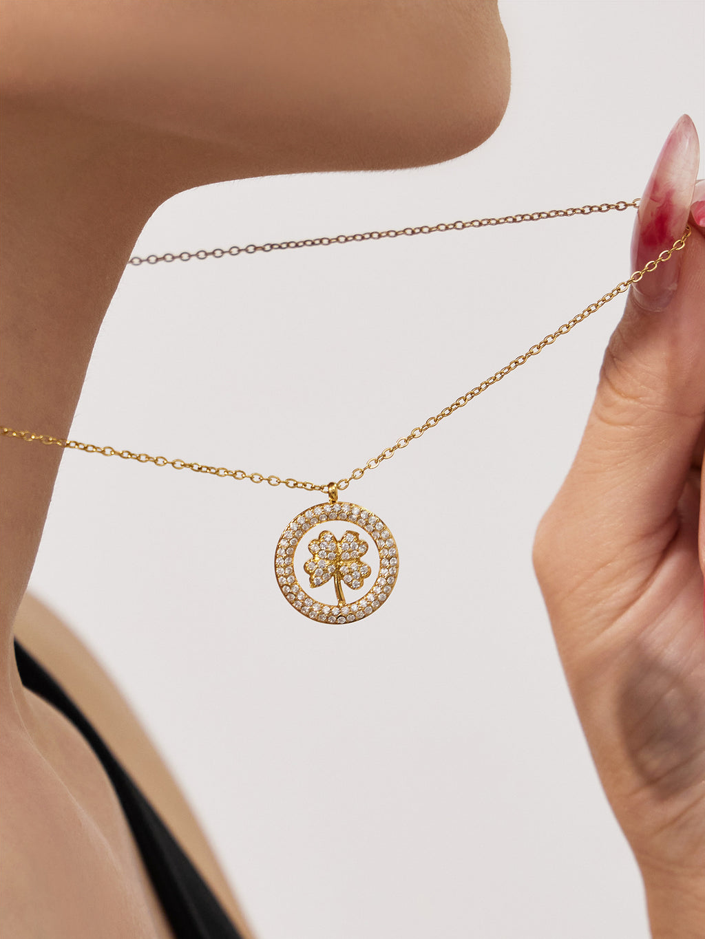 2026 Classic Gold 5 Leaf Clover Locket Necklace  Durable 18K Gold Plated Stainless Steel | Women's Elegant Everyday Luck Jewelry