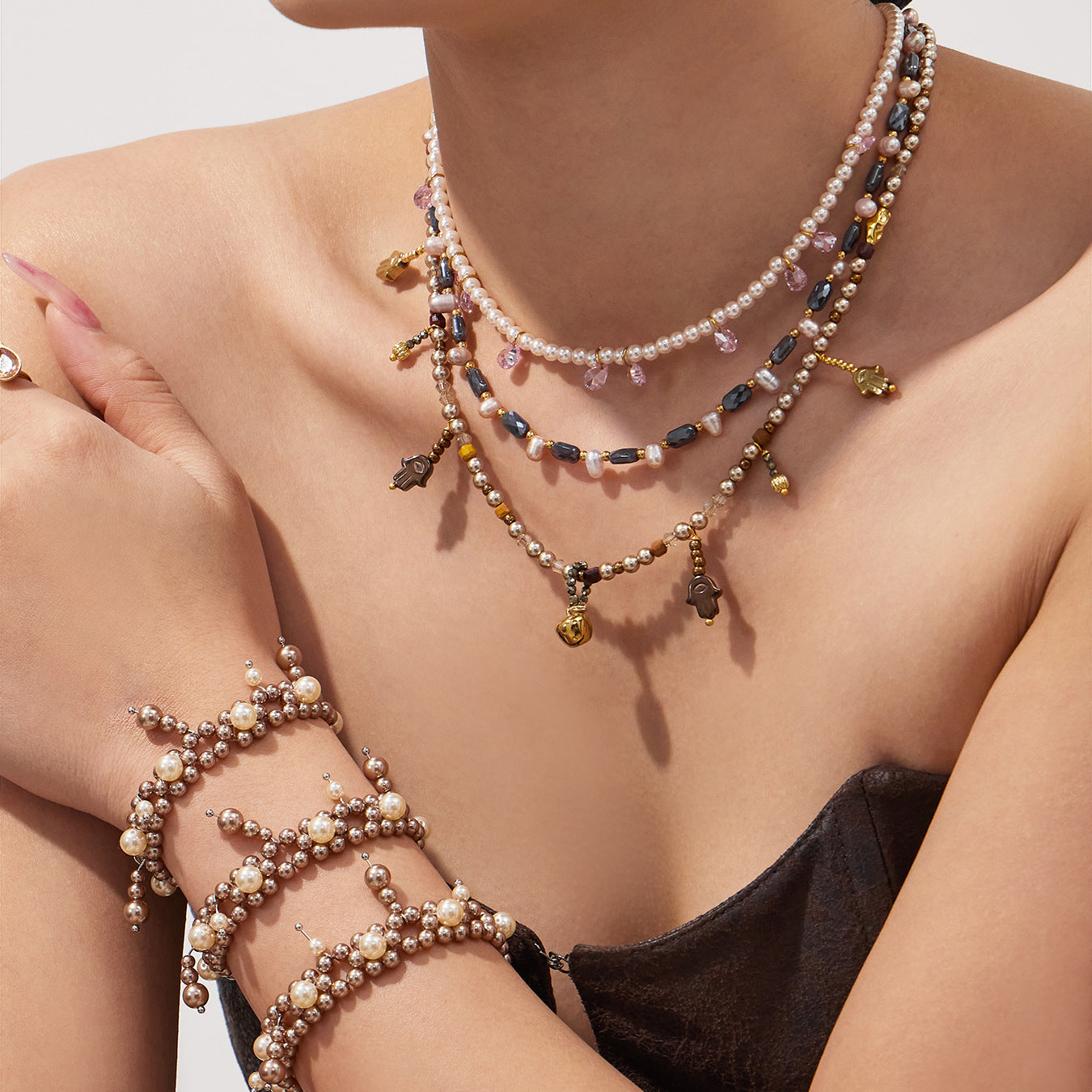 2026 Fashion  Crystal Pearl Beaded Stainless Steel  Handmade with Tassel Boho Chic Dainty Jewelry Gift for Women