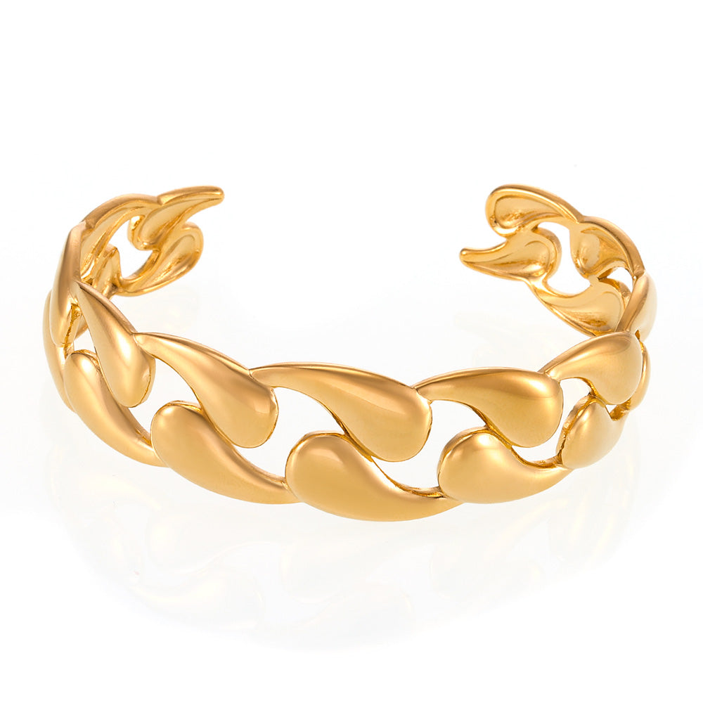 Latest Factory Direct Supply Couple Bangles  18 k Gold Plated Classic Glossy Water Drop Braided Bangles Stainless Steel
