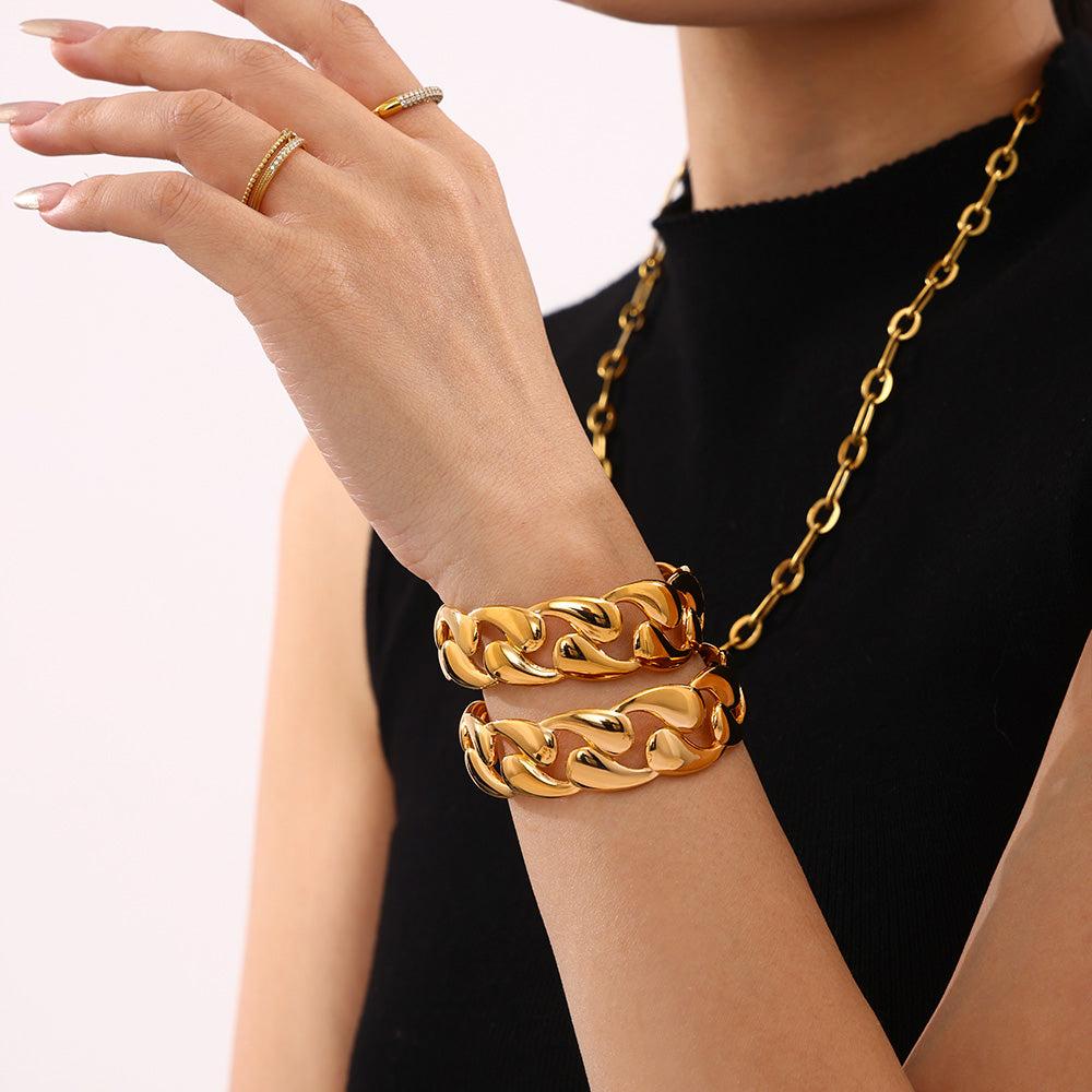 Latest Factory Direct Supply Couple Bangles  18 k Gold Plated Classic Glossy Water Drop Braided Bangles Stainless Steel