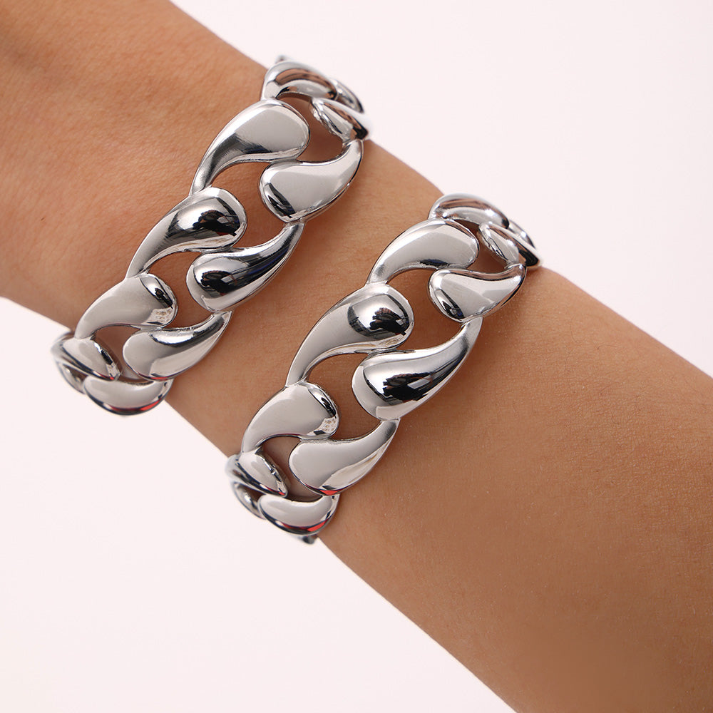 Latest Factory Direct Supply Couple Bangles  18 k Gold Plated Classic Glossy Water Drop Braided Bangles Stainless Steel