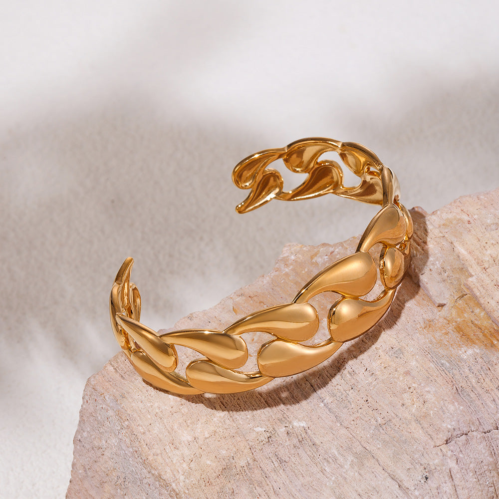 Latest Factory Direct Supply Couple Bangles  18 k Gold Plated Classic Glossy Water Drop Braided Bangles Stainless Steel