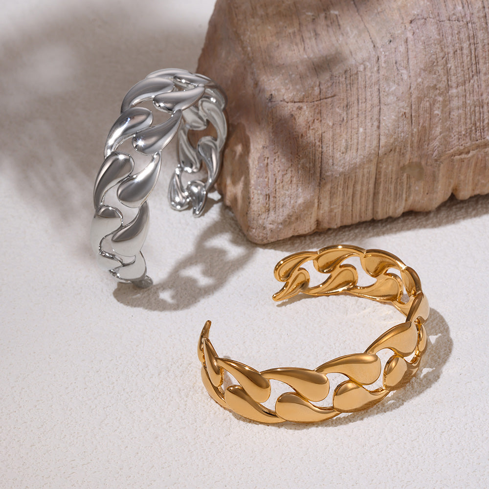 Latest Factory Direct Supply Couple Bangles  18 k Gold Plated Classic Glossy Water Drop Braided Bangles Stainless Steel