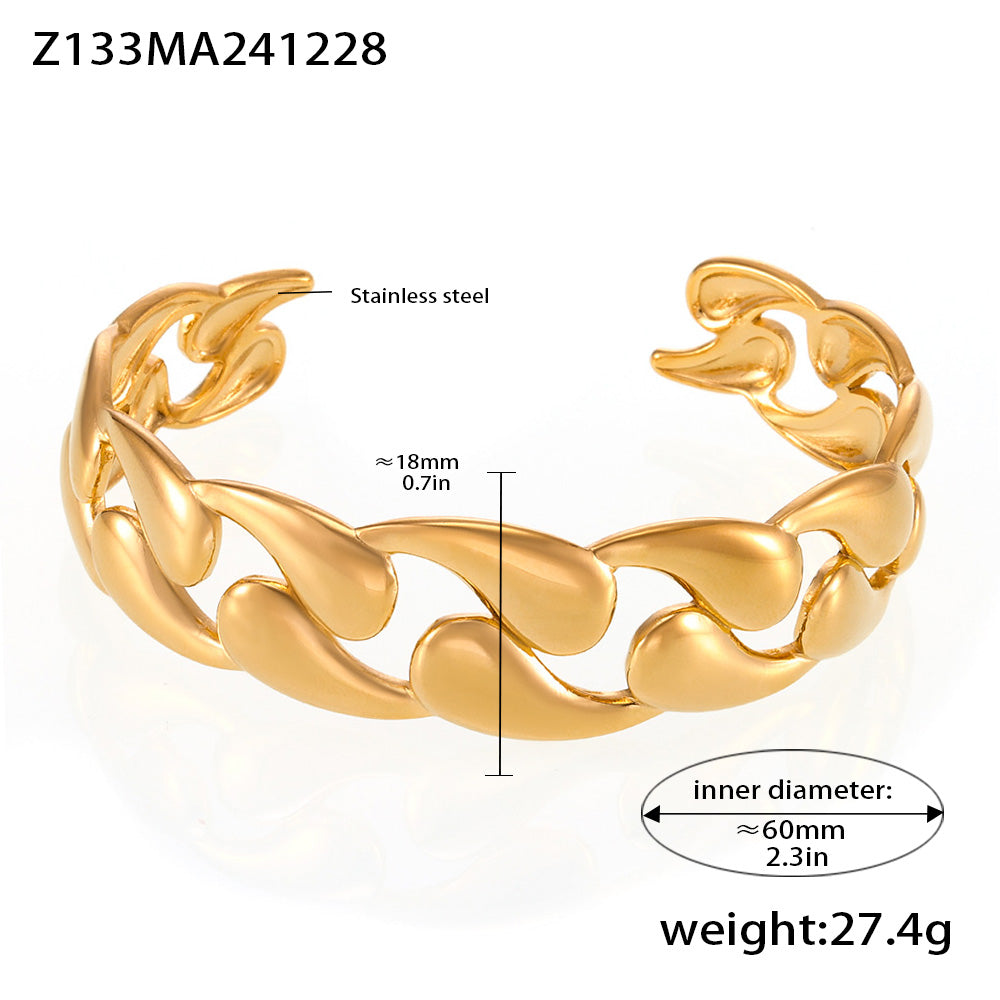 Latest Factory Direct Supply Couple Bangles  18 k Gold Plated Classic Glossy Water Drop Braided Bangles Stainless Steel