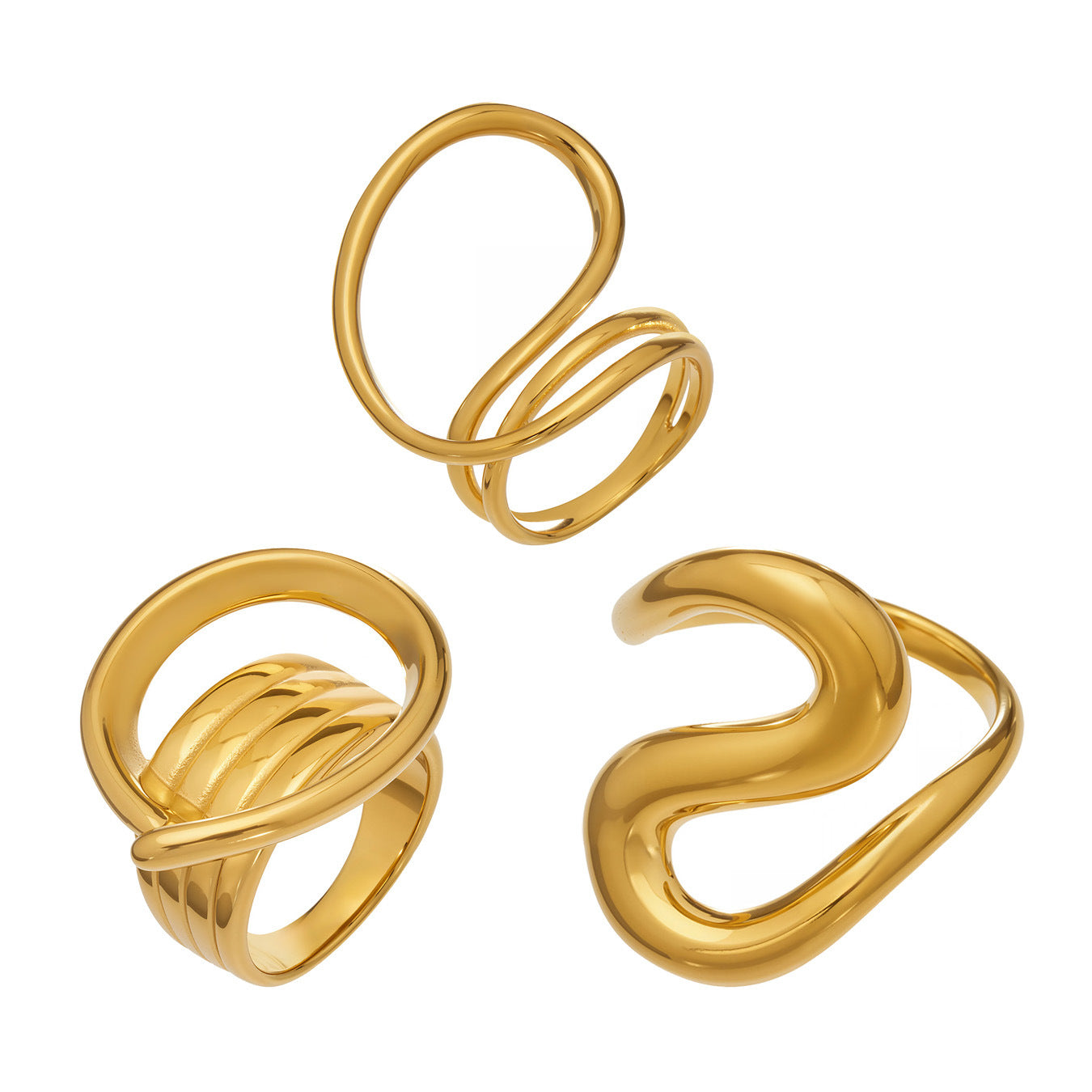 Classic Factory Price 2026 Trending Stackable Stainless Steel Geometric Gold Plated Finger Rings