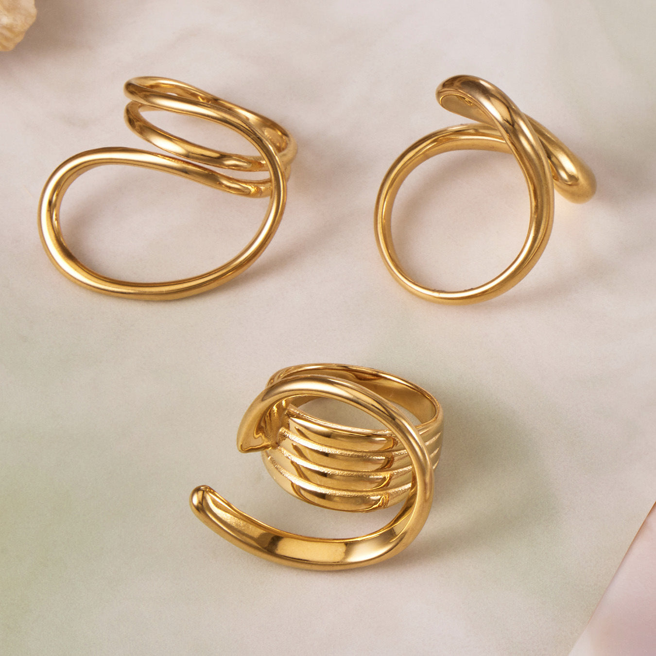 Classic Factory Price 2026 Trending Stackable Stainless Steel Geometric Gold Plated Finger Rings