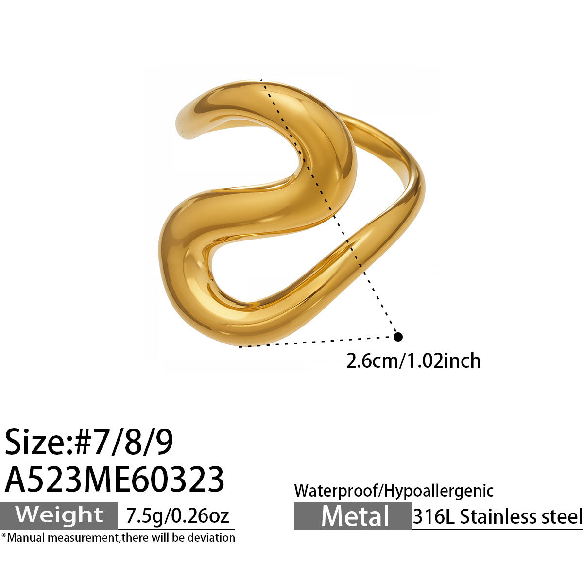 Classic Factory Price 2026 Trending Stackable Stainless Steel Geometric Gold Plated Finger Rings