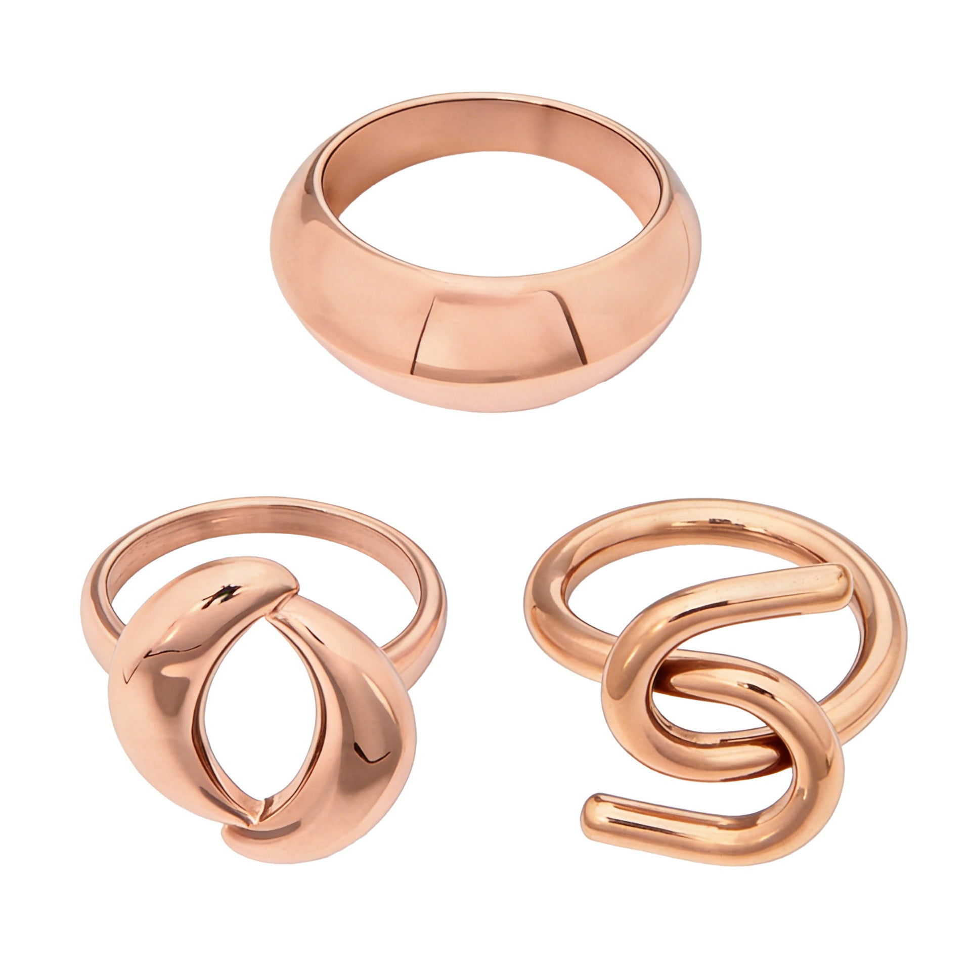 Factory Stainless Steel Rose Gold Geometric Rings Set | Minimalist Stackable Jewelry for Women OEM ODM Support