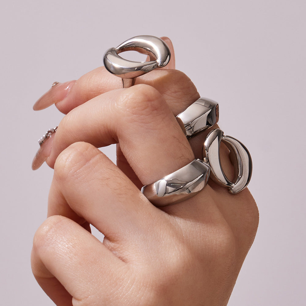 Factory Stainless Steel Rose Gold Geometric Rings Set | Minimalist Stackable Jewelry for Women OEM ODM Support