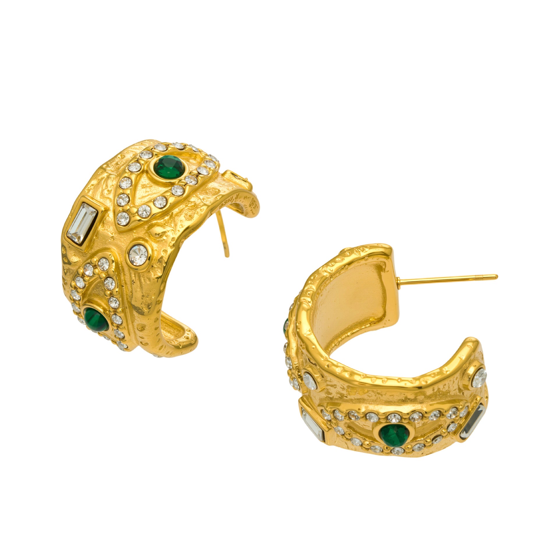 Fashion 18K Gold Plated Stainless Steel C Shape Hoop Earrings