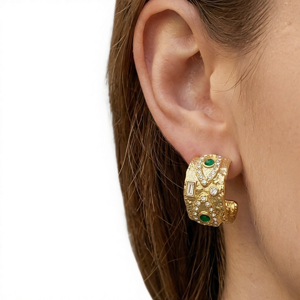 Fashion 18K Gold Plated Stainless Steel C Shape Hoop Earrings