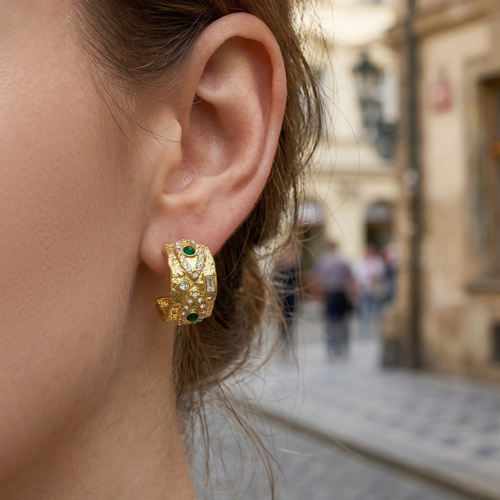 Fashion 18K Gold Plated Stainless Steel C Shape Hoop Earrings