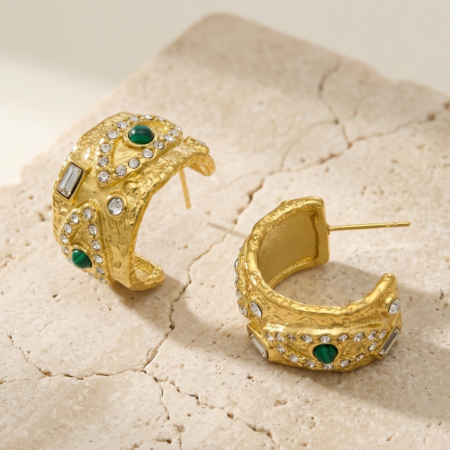 Fashion 18K Gold Plated Stainless Steel C Shape Hoop Earrings