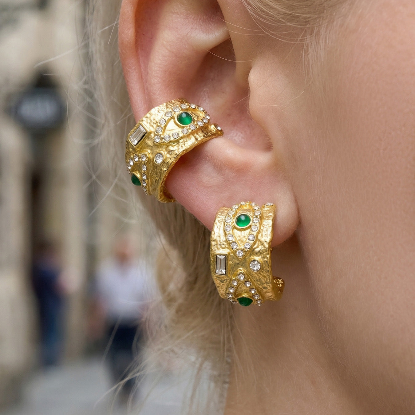 Fashion 18K Gold Plated Stainless Steel C Shape Hoop Earrings