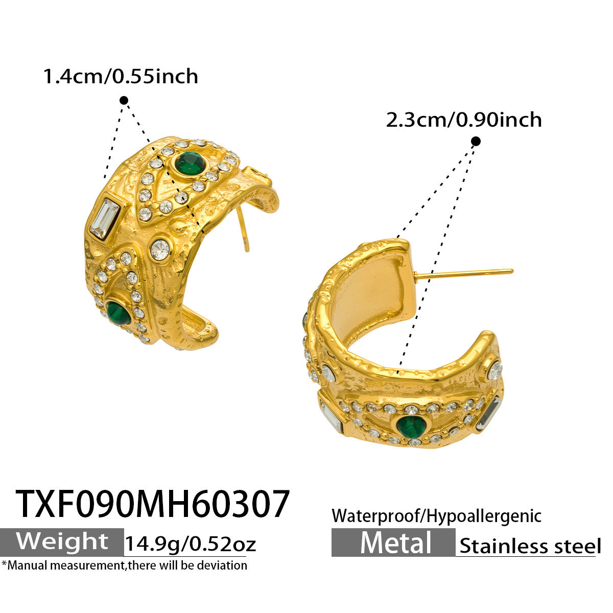Fashion 18K Gold Plated Stainless Steel C Shape Hoop Earrings
